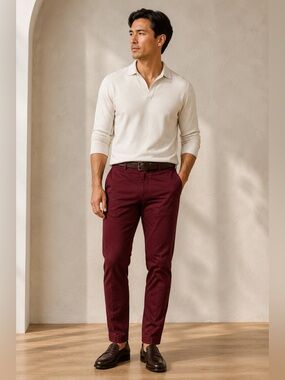 Brooks Brothers Advantage Chino Stretch Milano Fit Pants Men’s W38 L30 Burgundy